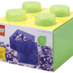 LEGO Opbergbox 4 noppen met deksel, lichtgroen transparant