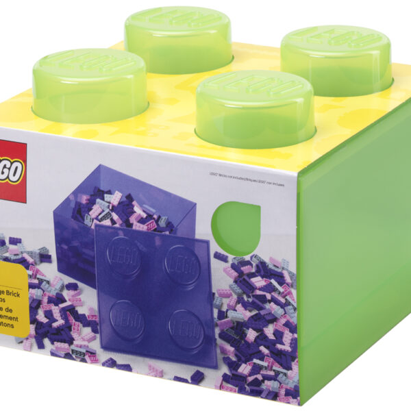 LEGO Opbergbox 4 noppen met deksel, lichtgroen transparant