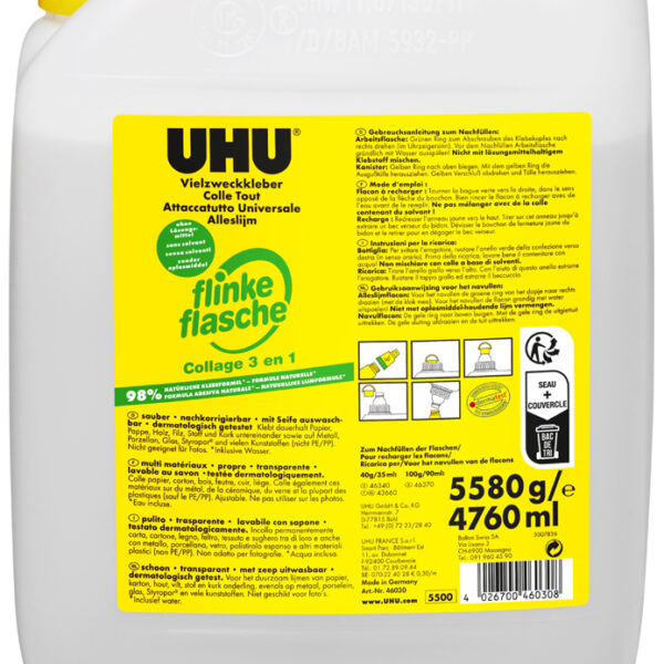 UHU Navulling lijm 'Collage 3-in-1', oplosmiddelvrij, navulfles