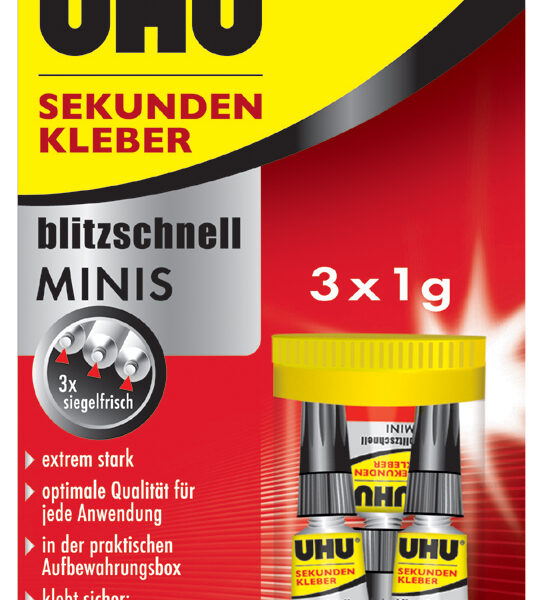 UHU secondelijm gel mini tubes, 3 stuks van 1 gram
