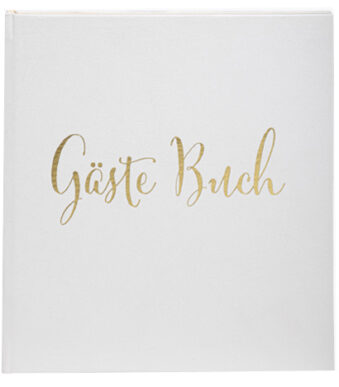 Gastenboek wit/goud, 210 x 190 mm