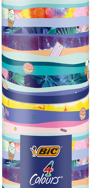 BIC Kugelschreiber 4 Colours balpennen, 8 stuks in metalen doos