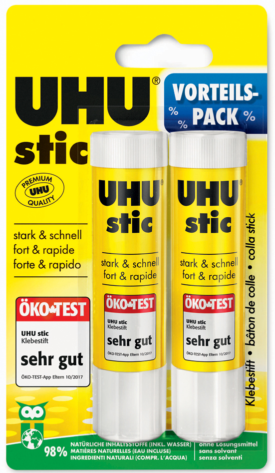 UHU lijmstick oplosmiddelvrij, 2 x 21 g voordeelverpakking UHU lijmstick oplosmiddelvrij, 2 x 21 g voordeelverpakking
