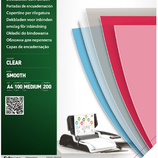 Fellowes schutbladen / dekbladen, DIN A4, PET, transparant, 0,20 mm