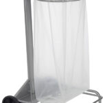 ROSSIGNOL afvalzakhouder met deksel 110 liter zilver op wielen