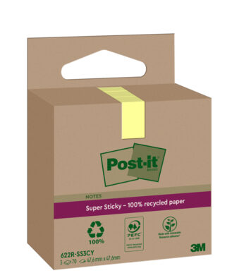 Post-it Super Sticky herpositioneerbare notitieblokjes 47,6 x 47,6 mm, geel