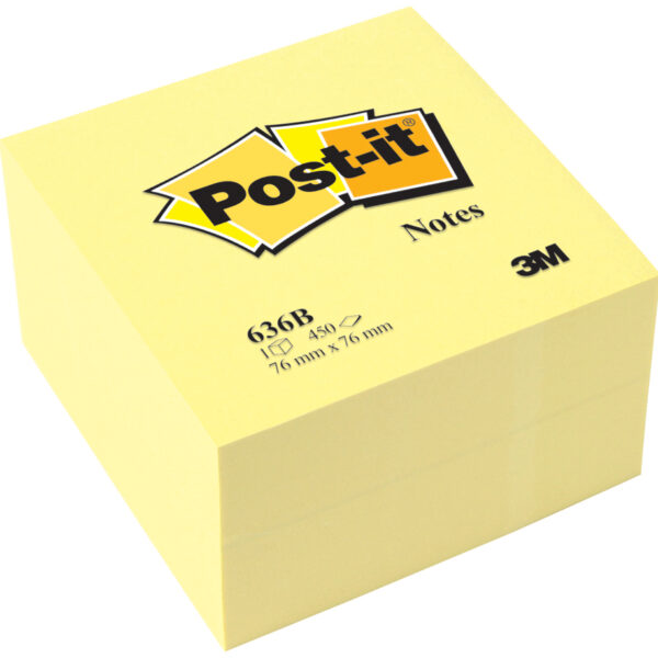 Post-it Memoblok kubus, 76 x 76 mm, geel