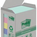 Post-it Zelfklevende notitieblokjes gerecycled, 38 x 51 mm, 4 kleuren