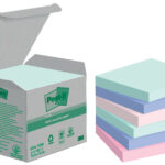 Post-it zelfklevende notitieblokjes gerecycled, 76 x 76 mm, 4 kleuren