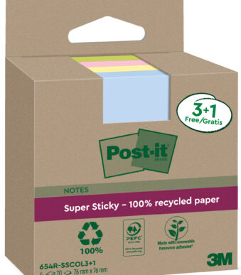 Post-it Super Sticky zelfklevende notitieblokjes, 76 x 76 mm, gekleurd