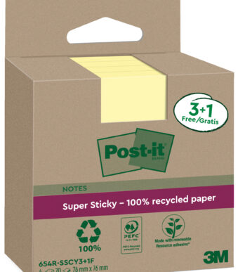 Post-it Super Sticky zelfklevende notitieblokjes, 76 x 76 mm, geel