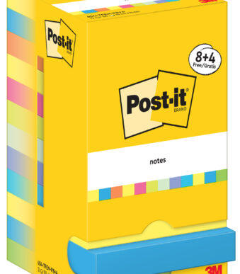 Post-it Notes zelfklevende memoblaadjes, 76 x 76 mm, 8+4, Energetic kleuren