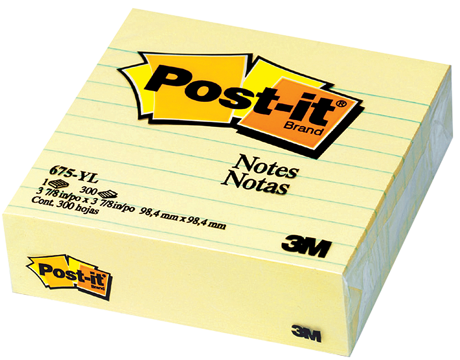 Post-it Zelfklevende memo's XL, gelinieerd, 100 x 100 mm, geel Post-it Zelfklevende memo's XL, gelinieerd, 100 x 100 mm, geel