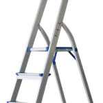 Pavo aluminium vouwladder 3 treden zilver/blauw