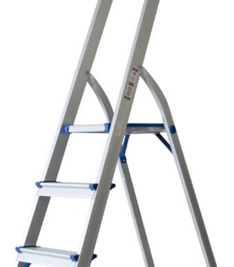 Pavo aluminium vouwladder 3 treden zilver/blauw