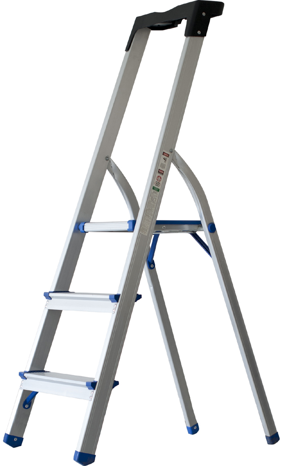 Pavo aluminium vouwladder 3 treden zilver/blauw Pavo aluminium vouwladder 3 treden zilver/blauw