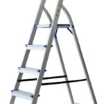Pavo aluminium vouwladder, 5 treden, zilver
