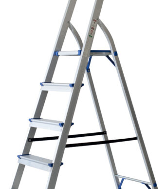 Pavo aluminium vouwladder, 5 treden, zilver