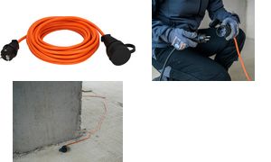 Brandveilige verlengsnoer, spatwaterdicht, 20 meter, oranje