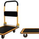 Pavo stalen platformwagen, draagvermogen 300 kg, zwart/oranje