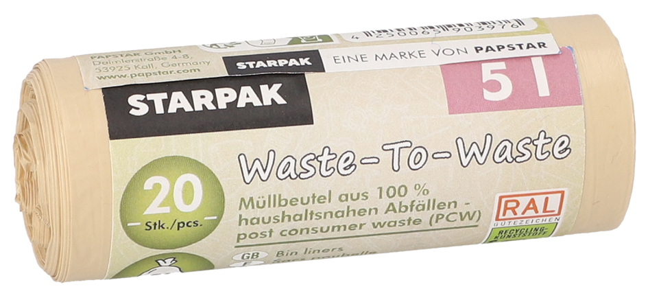 STARPAK vuilniszakken 5 liter, bruin, 20 stuks op rol STARPAK vuilniszakken 5 liter, bruin, 20 stuks op rol