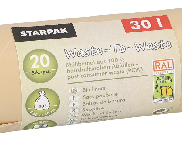 STARPAK vuilniszakken Waste-to-Waste, 30 liter, bruin