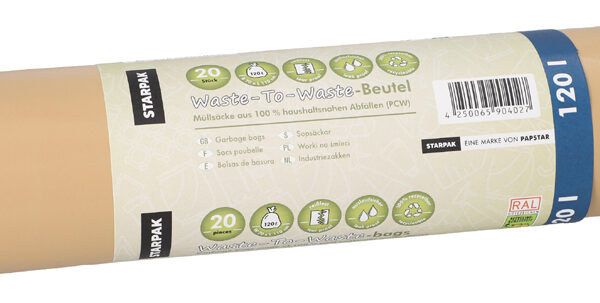 STARPAK vuilniszakken Waste-to-Waste, 120 liter, bruin