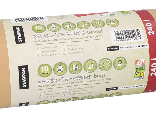 STARPAK vuilniszakken 'Waste-to-Waste', 240 liter, bruin