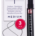 Royal Talens Pigment Fineliner Medium, zwart, 3-delige set
