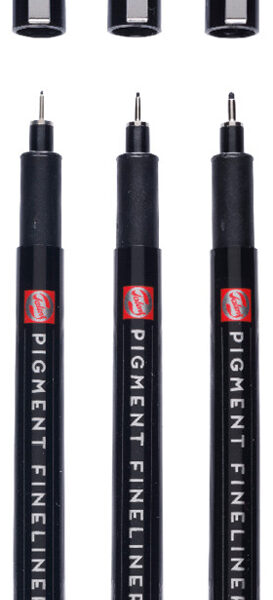 Royal Talens Pigment Fineliner Medium, zwart, 3-delige set