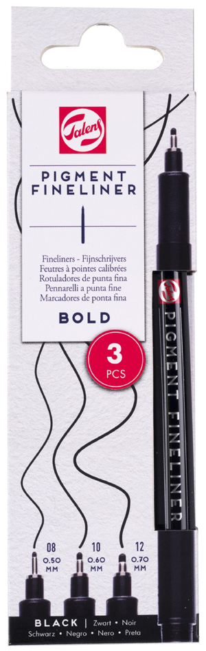 Royal Talens Pigment Fineliner Bold, zwart, 3-delig
