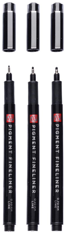 Royal Talens Pigment Fineliner Bold, zwart, 3-delig