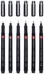 Royal Talens Pigment Fineliner Complete set zwart 6 stuks