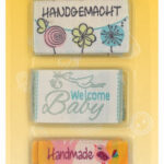 Textiel-etiketten gemengd, 45 x 25 mm