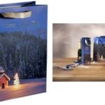 Sigel kerst flessentas 'Christmas Chapel' blauw