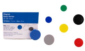 magnetoplan Ronde magneet Basic, 38 mm, kleurrijk gesorteerd