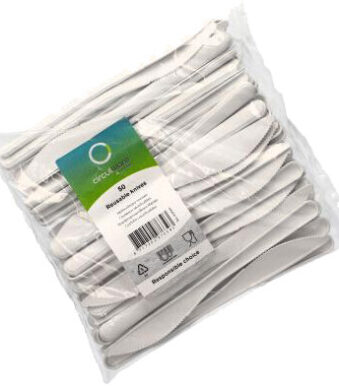 PAPSTAR Herbruikbare messen, lengte: 185 mm, wit, 50 stuks