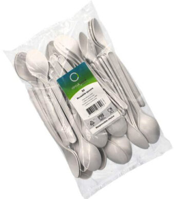 PAPSTAR herbruikbare lepels, lengte: 185 mm, wit, 50 stuks