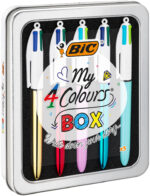 BIC 4 Colours balpennen set, 5 stuks in metalen doos