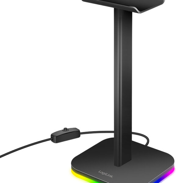 LogiLink Koptelefoonstandaard met RGB-verlichting, zwart
