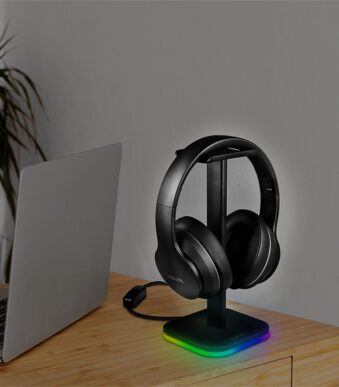 LogiLink Koptelefoonstandaard met RGB-verlichting, zwart