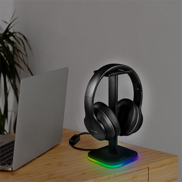 LogiLink Koptelefoonstandaard met RGB-verlichting, zwart
