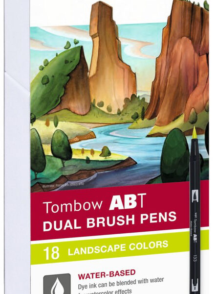 Tombow ABT Dual Brush Pen dubbele viltstift, landschapskleuren, 18 stuks