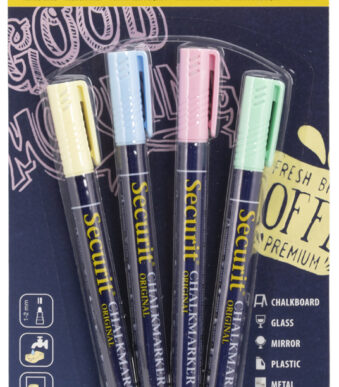 Securit krijtmarkers rond 1-2mm, 4 stuks, pastelkleuren