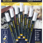 Securit krijtmarkers wit, ronde punt, set van 7 stuks