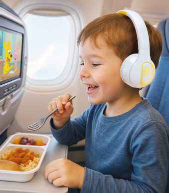 LogiLink Bluetooth 5.4 Kinderkoptelefoon MUSIC BUDDIES, lichtblauw/geel