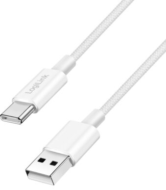 LogiLink USB 2.0 kabel, USB-A naar USB-C stekker, 0,5 m, wit