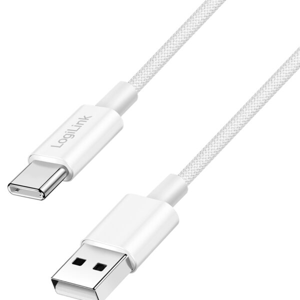LogiLink USB 2.0 kabel, USB-A naar USB-C stekker, 0,5 m, wit