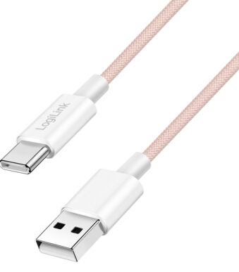 LogiLink USB 2.0 kabel, USB-A naar USB-C stekker, 0,5 m, roze