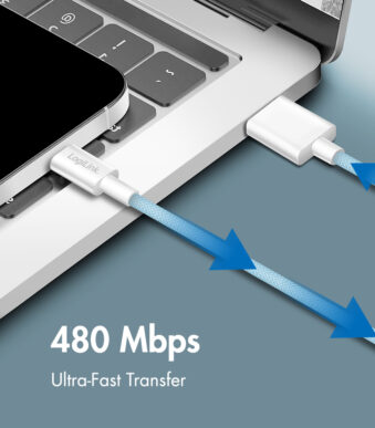 LogiLink USB 2.0 kabel, USB-A naar USB-C stekker, 0,5 m, blauw